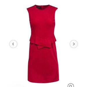 Lafayette 148 NY Red Sleeveless Peplum Sheath Dress‎ Size Small